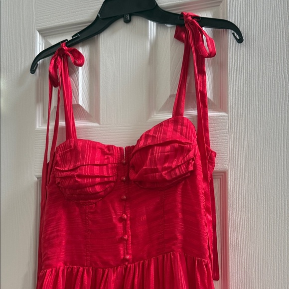 Red Ruffled Mini Dress - Picture 2 of 6